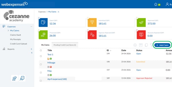 Image shows how to add claim from my claims