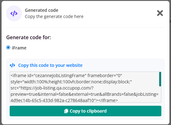 Generate iframe code