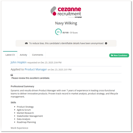 Hiring manager review example