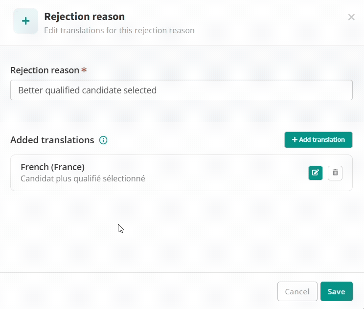 Rejection reason