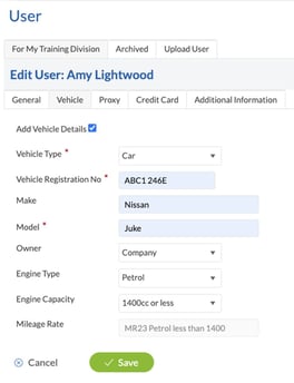 Image showing vehicle detail fields
