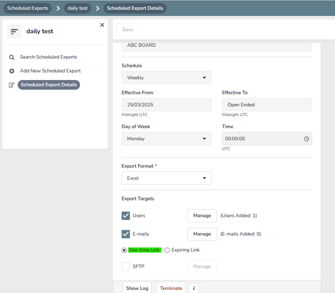 scheduled export screenshot 1