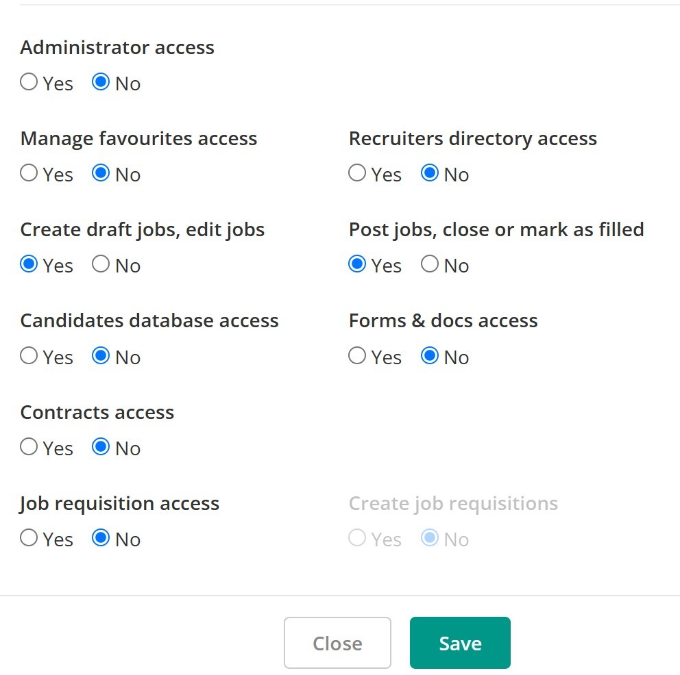 User permissions