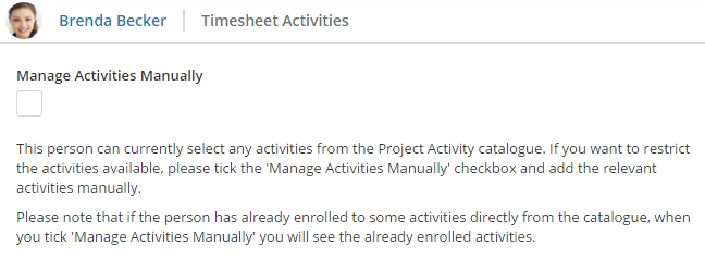 1. Manage Activities Manually = NOT TICKED