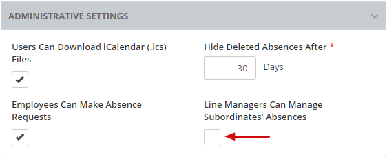 1. Line Managers Can Manage Subordinates' Absences = NOT TICKED