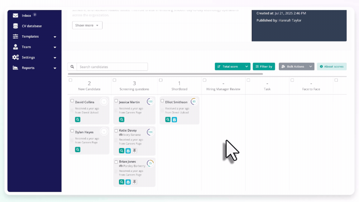 GIF showing how to shortlist a candidate
