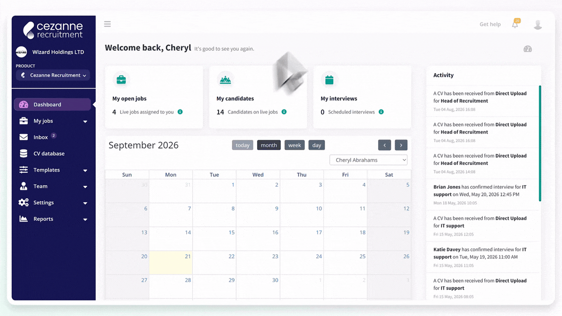 GIF showing notifications and calendar settings